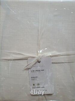 1 Pottery Barn Emery Linen Cotton Lined Curtain 50 x 84 White 8866990
