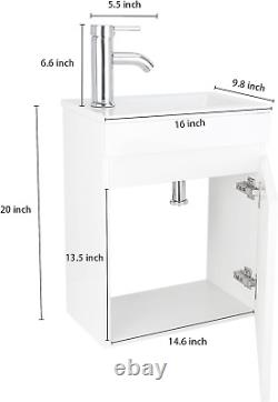 16 Bathroom Vanity WithSink Combo for Small Space, Wall Mounted Bathroom Cabinet