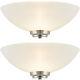 2 PACK Dimmable LED Wall Light Satin Chrome White Line Pattern Glass Shade Lamp