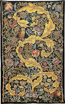 45 X 27 William Morris Owl & Pigeon Lined Belgian Tapestry Wall Hanging, 13859