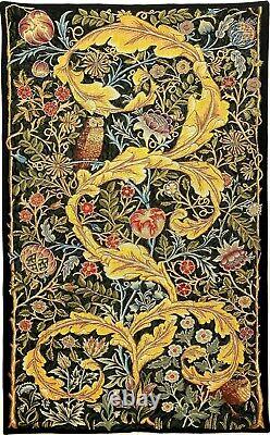 57 X 36 William Morris Owl & Pigeon Lined Belgian Tapestry Wall Hanging, 13859