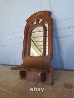 Antique Vintage Wooden frame Mirror Shelf 1975 Timber Line Model 105 Wall Mount