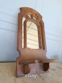 Antique Vintage Wooden frame Mirror Shelf 1975 Timber Line Model 105 Wall Mount