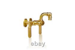 AntiqueInspired 3 3/8 Wall Mount Industrial Sink Faucet Natural Unlacquered Bras