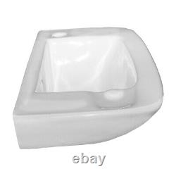 Bathroom Wall Mount Sink in White with Chrome Faucet and Drain