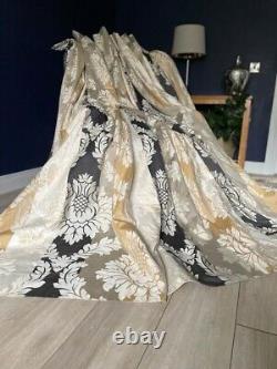 Bespoke Laura Ashley Vittorio Gold and Black Door Curtain Jacquard Long and Wide
