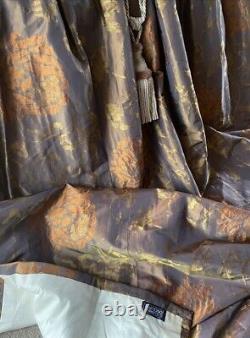 Bespoke Luxory Silk Interlined Curtains W 82 268 Cm Drop Gold Damask