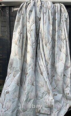 Bespoke huge regal curtains pair baby blue magnolia Botanical W80 L90 inch