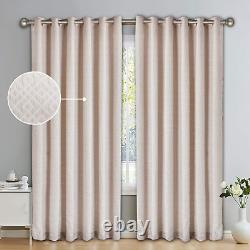 Blackout Wrinkled Embossed Ring Top Fully Lined Thermal Insulated Eyelet Curtain