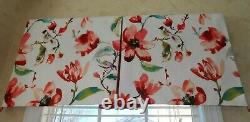 Board mounted VALANCE printed floral bird design white red tones new Custom