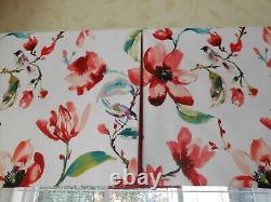 Board mounted VALANCE printed floral bird design white red tones new Custom