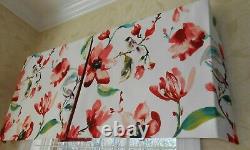 Board mounted VALANCE printed floral bird design white red tones new Custom