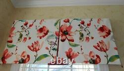 Board mounted VALANCE printed floral bird design white red tones new Custom