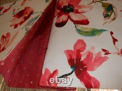 Board mounted VALANCE printed floral bird design white red tones new Custom