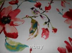 Board mounted VALANCE printed floral bird design white red tones new Custom