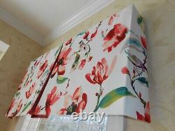 Board mounted VALANCE printed floral bird design white red tones new Custom