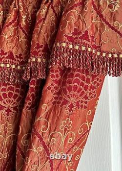 Brocade Lined Curtains 71w 87d Silk Blend Goblet Pleat Pair 2 of 2