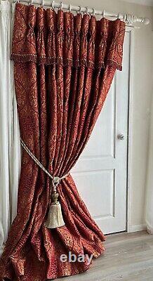 Brocade Lined Curtains 87d Silk Blend Goblet Pleat Pair 1 of 2