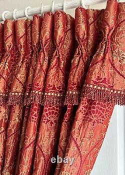 Brocade Lined Curtains 87d Silk Blend Goblet Pleat Pair 1 of 2