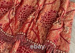 Brocade Lined Curtains 87d Silk Blend Goblet Pleat Red Gold withPelmet