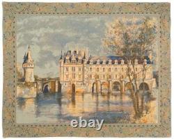 CHATEAU DE CHENONCEAU BELGIAN TAPESTRY WALL HANGING 27 x 34 LINED + ROD SLEEVE