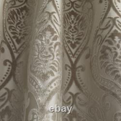 Chateau Embossed Damask Jacquard Lined Eyelet Ring Top Curtains Pair