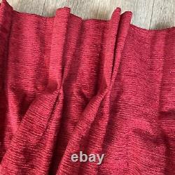 Chenille Curtains Velvet Red Pinch Pleat 100W x 127L Lined