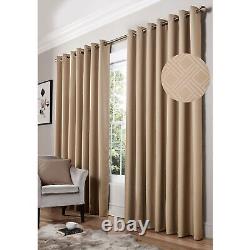 Contemporary Diamond Blackout Thermal Geometric Pattern Ring Top Eyelet Curtains