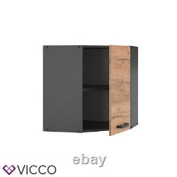 Corner wall cabinet hanging cabinet 57 cm R-Line anthracite goldkraft Vicco