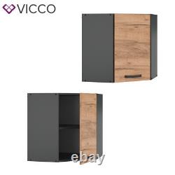 Corner wall cabinet hanging cabinet 57 cm R-Line anthracite goldkraft Vicco