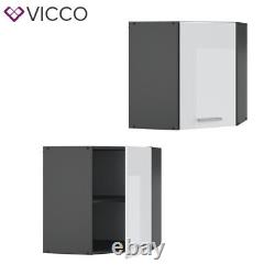 Corner wall cabinet hanging kitchen cabinet 57 cm R-Line anthracite white Vicco