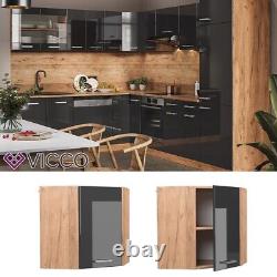 Corner wall cabinet kitchen wall cabinet R-Line 57 cm oak anthracite Vicco