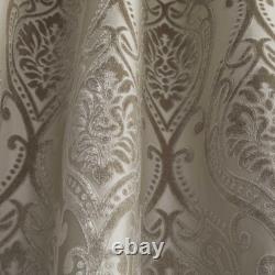 Curtains Eyelet Damask Flocked Velvet Ready Made Lined Ring Top Curtain Pairs