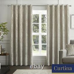 Curtina CHATEAU Natural Jacquard Eyelet Curtains & Cushions