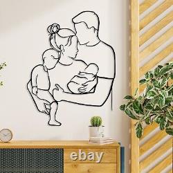 Custom Family Portrait Metal Wall Art Personalized Family Artwork Metal Line Art