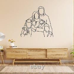 Custom Family Portrait Metal Wall Art Personalized Family Artwork Metal Line Art