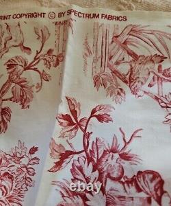 Custom Made Pair Of Lined French Country Red Toile Curtains & Tiebacks 84 X 54 W