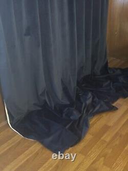 Custom Navy Blue Velvet Lined Back Tab Curtains Panels Drape