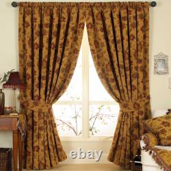 Floral Tape Top Curtains Zurich Jacquard Heavy Ready Made Pleat Curtain Pairs
