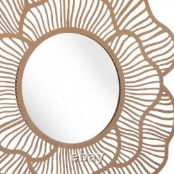 Flower Lines Gold Finish Wall Mirror