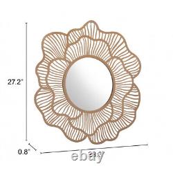 Flower Lines Gold Finish Wall Mirror