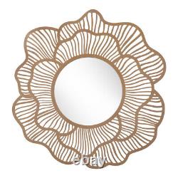 Flower Lines Gold Finish Wall Mirror