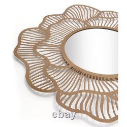 Flower Lines Gold Finish Wall Mirror