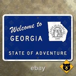 Georgia state line highway marker road sign 1980 welcome adventure 15x10