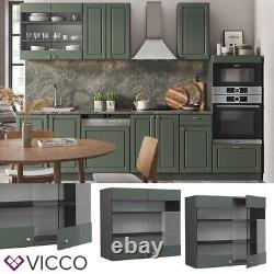 Glass wall cabinet kitchen cabinet kitchen Fame-Line 80 cm cottage green Vicco