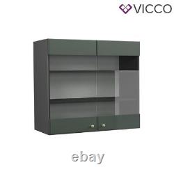 Glass wall cabinet kitchen cabinet kitchen Fame-Line 80 cm cottage green Vicco