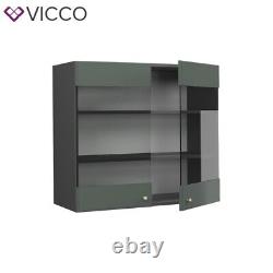 Glass wall cabinet kitchen cabinet kitchen Fame-Line 80 cm cottage green Vicco