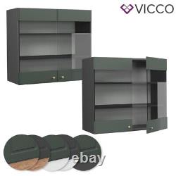 Glass wall cabinet kitchen cabinet kitchen Fame-Line 80 cm cottage green Vicco