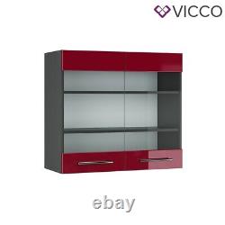 Glass wall cabinet kitchen wall cabinet Fame-Line 80 cm anthracite red Vicco