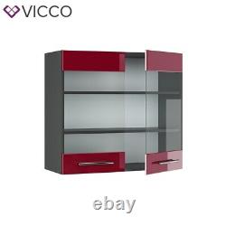 Glass wall cabinet kitchen wall cabinet Fame-Line 80 cm anthracite red Vicco